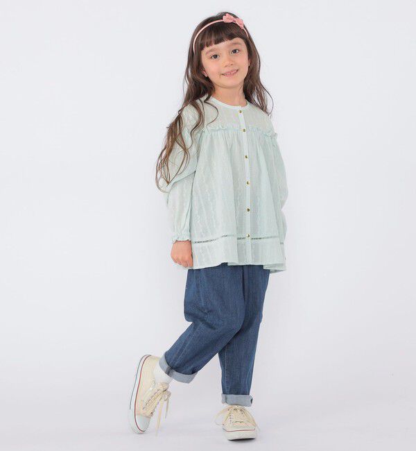 SHIPS KIDS「SHIPS KIDS:100～130cm / ギャザーフリル 刺繍 ブラウス」|シャツ・ブラウス|