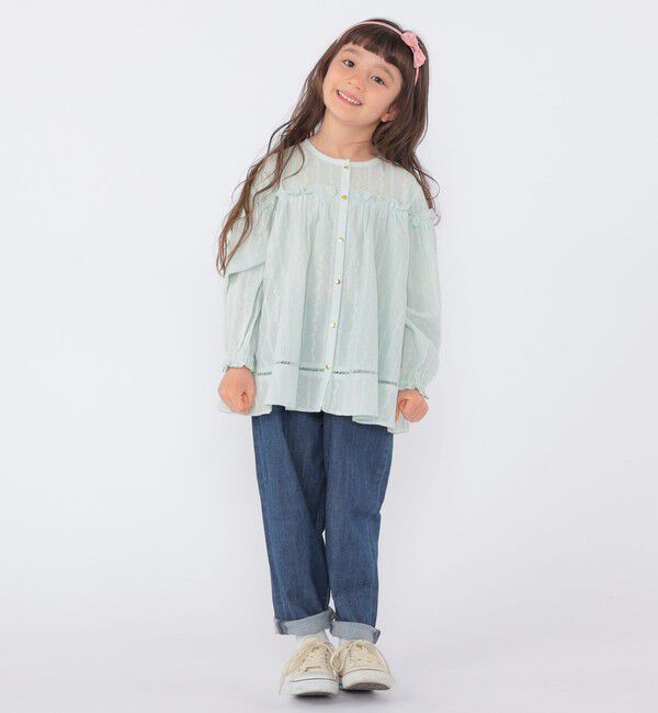SHIPS KIDS「SHIPS KIDS:100～130cm / ギャザーフリル 刺繍 ブラウス」|シャツ・ブラウス|