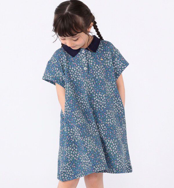 SHIPS KIDS「SHIPS KIDS:100～130cm / フラワー ポロシャツ ワンピース」|ワンピース|