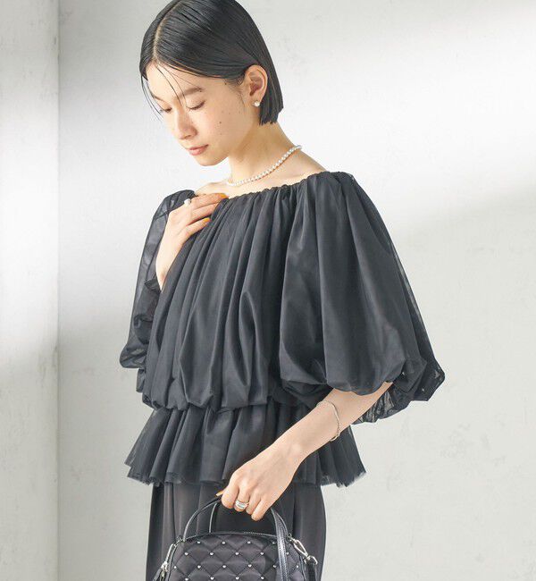 SHIPS for women「troisiemeCHACO:〈手洗い可能〉チュール ブラウス」|シャツ・ブラウス|