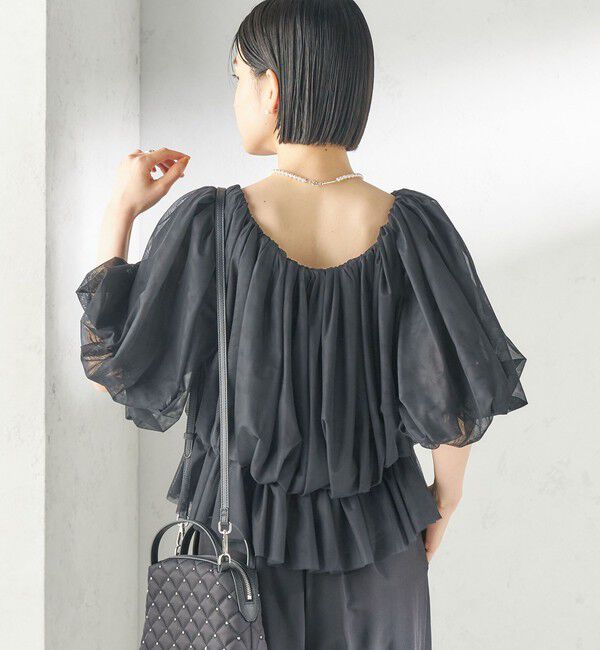 SHIPS for women「troisiemeCHACO:〈手洗い可能〉チュール ブラウス」|シャツ・ブラウス|