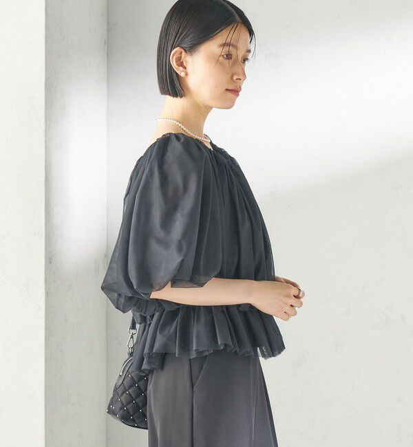 SHIPS for women「troisiemeCHACO:〈手洗い可能〉チュール ブラウス」|シャツ・ブラウス|