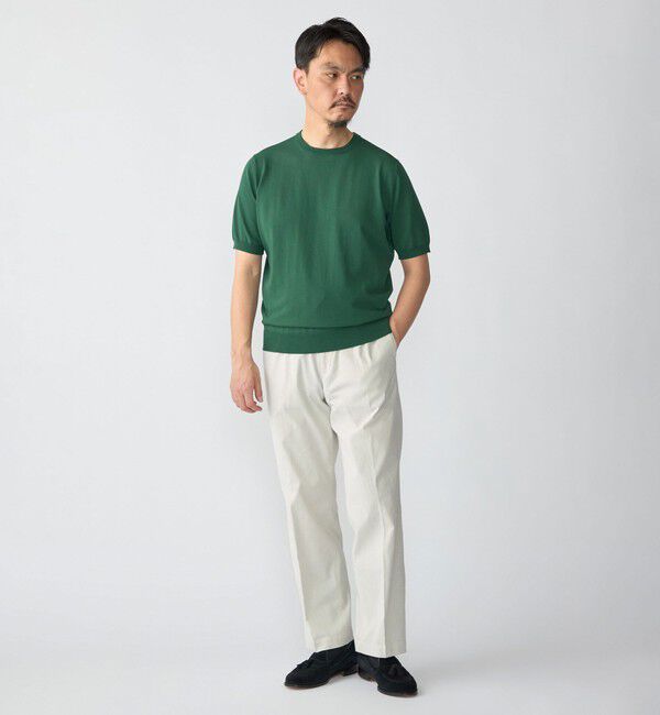 SHIPS「SHIPS:〈接触冷感〉 ICE COTTON クルーネック ショート スリーブ ニット Tシャツ」|ニット・セーター|