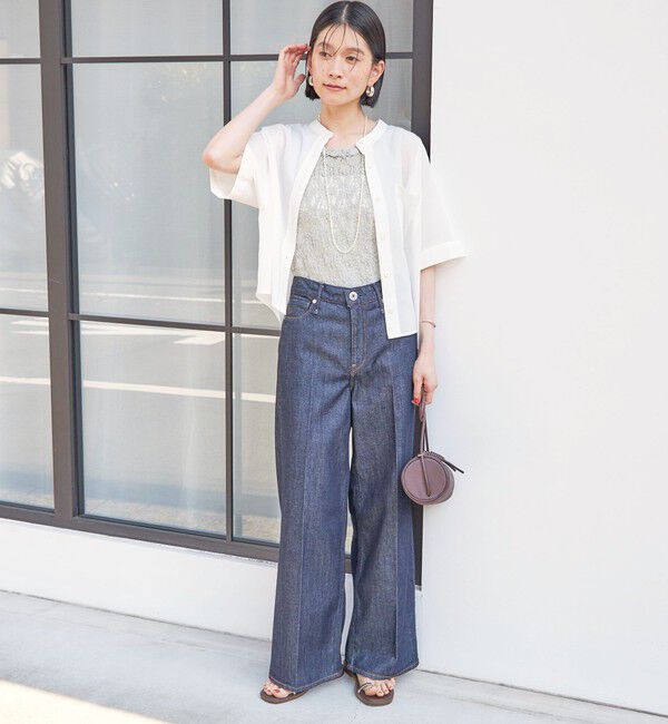 SHIPS for women「【実力派ベーシック】〈接触冷感/洗濯機可能〉SUUSUU バンドカラー 半袖 シャツ」|シャツ・ブラウス|