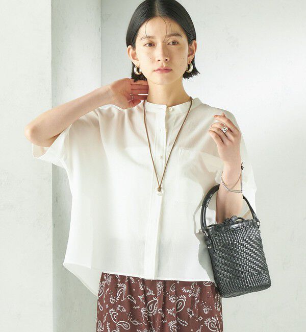 SHIPS for women「【実力派ベーシック】〈接触冷感/洗濯機可能〉SUUSUU バンドカラー 半袖 シャツ」|シャツ・ブラウス|