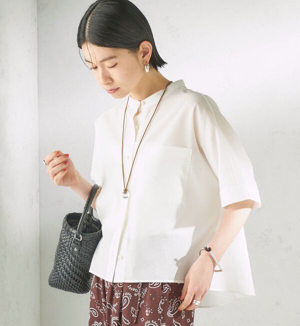SHIPS for women「【実力派ベーシック】〈接触冷感/洗濯機可能〉SUUSUU バンドカラー 半袖 シャツ」|シャツ・ブラウス|