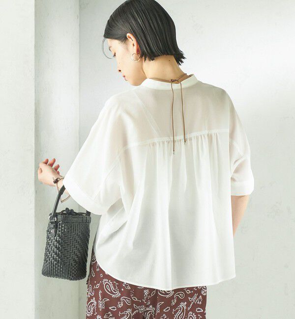 SHIPS for women「【実力派ベーシック】〈接触冷感/洗濯機可能〉SUUSUU バンドカラー 半袖 シャツ」|シャツ・ブラウス|