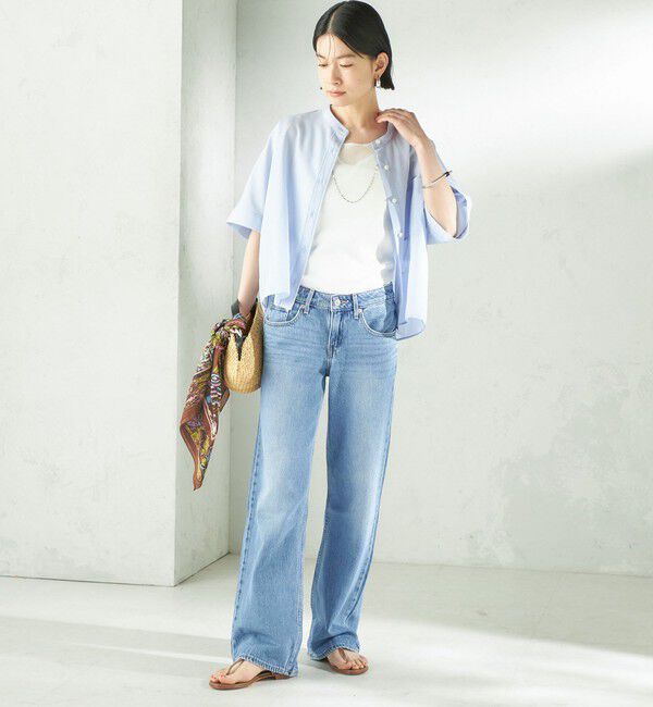 SHIPS for women「【実力派ベーシック】〈接触冷感/洗濯機可能〉SUUSUU バンドカラー 半袖 シャツ」|シャツ・ブラウス|