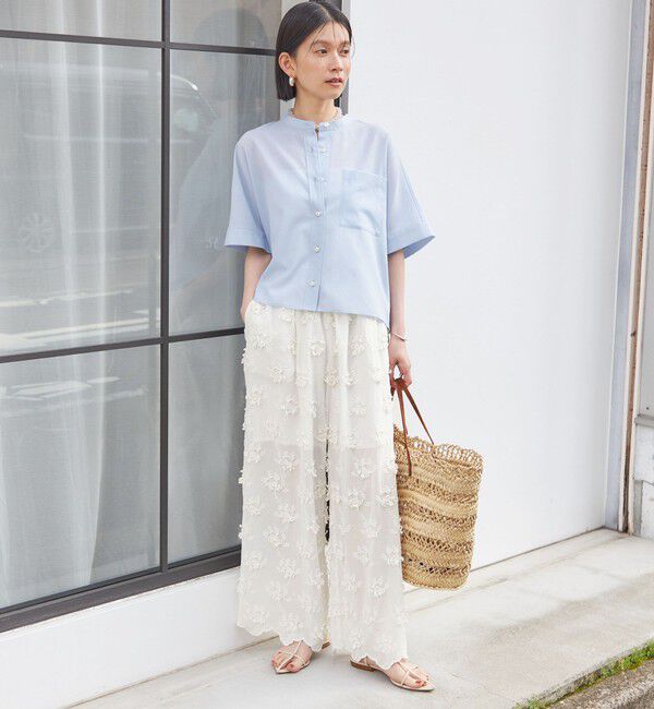 SHIPS for women「【実力派ベーシック】〈接触冷感/洗濯機可能〉SUUSUU バンドカラー 半袖 シャツ」|シャツ・ブラウス|