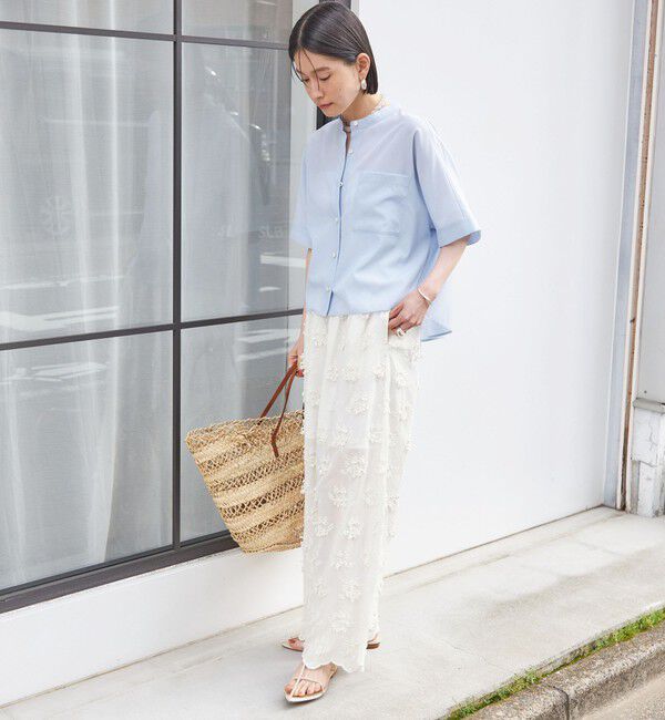 SHIPS for women「【実力派ベーシック】〈接触冷感/洗濯機可能〉SUUSUU バンドカラー 半袖 シャツ」|シャツ・ブラウス|