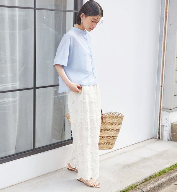 SHIPS for women「【実力派ベーシック】〈接触冷感/洗濯機可能〉SUUSUU バンドカラー 半袖 シャツ」|シャツ・ブラウス|