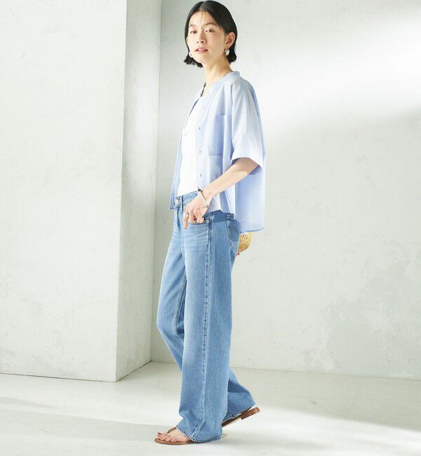 SHIPS for women「【実力派ベーシック】〈接触冷感/洗濯機可能〉SUUSUU バンドカラー 半袖 シャツ」|シャツ・ブラウス|