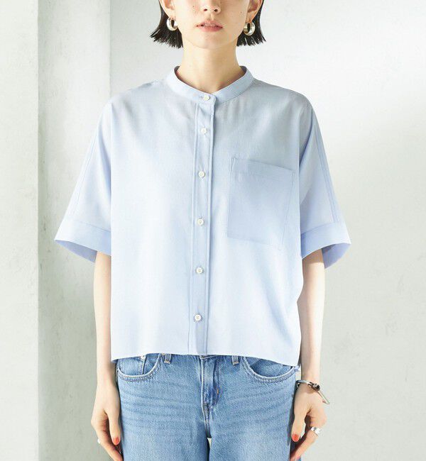 SHIPS for women「【実力派ベーシック】〈接触冷感/洗濯機可能〉SUUSUU バンドカラー 半袖 シャツ」|シャツ・ブラウス|