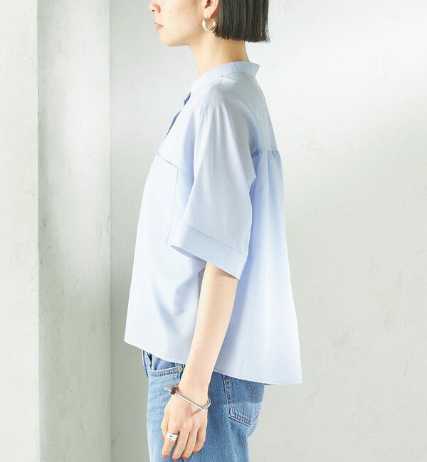 SHIPS for women「【実力派ベーシック】〈接触冷感/洗濯機可能〉SUUSUU バンドカラー 半袖 シャツ」|シャツ・ブラウス|