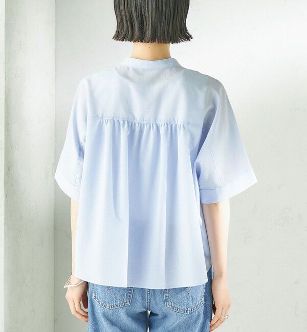 SHIPS for women「【実力派ベーシック】〈接触冷感/洗濯機可能〉SUUSUU バンドカラー 半袖 シャツ」|シャツ・ブラウス|