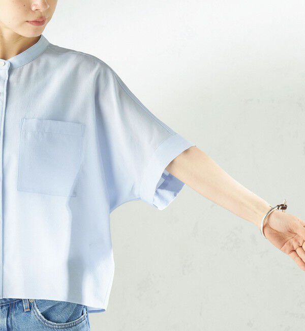 SHIPS for women「【実力派ベーシック】〈接触冷感/洗濯機可能〉SUUSUU バンドカラー 半袖 シャツ」|シャツ・ブラウス|