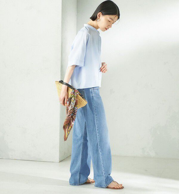 SHIPS for women「【実力派ベーシック】〈接触冷感/洗濯機可能〉SUUSUU バンドカラー 半袖 シャツ」|シャツ・ブラウス|