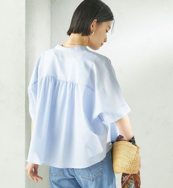 SHIPS for women「【実力派ベーシック】〈接触冷感/洗濯機可能〉SUUSUU バンドカラー 半袖 シャツ」|シャツ・ブラウス|