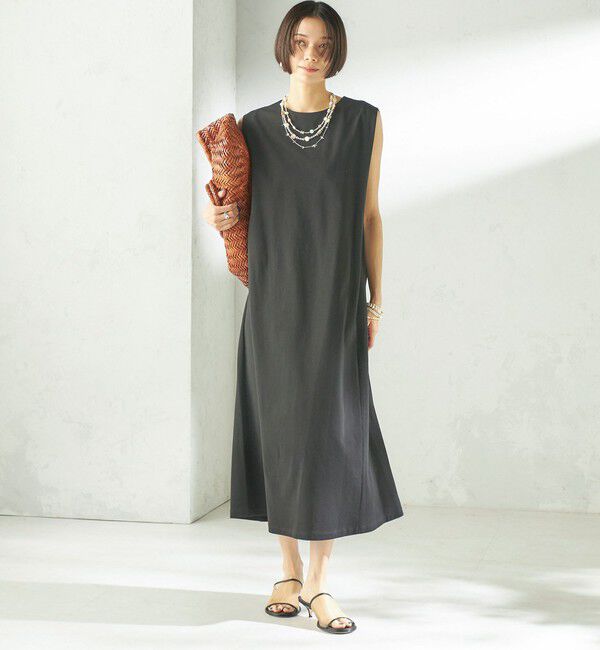 SHIPS for women「〈接触冷感/吸水速乾/洗濯機可能〉ハイゲージ ポンチ ノースリーブ ワンピース」|ワンピース|