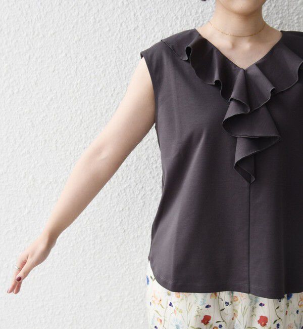 SHIPS for women「【WEB限定】〈接触冷感/吸水速乾/洗濯機可能〉ハイゲージ ポンチ フリル カットソー」|Tシャツ・カットソー|