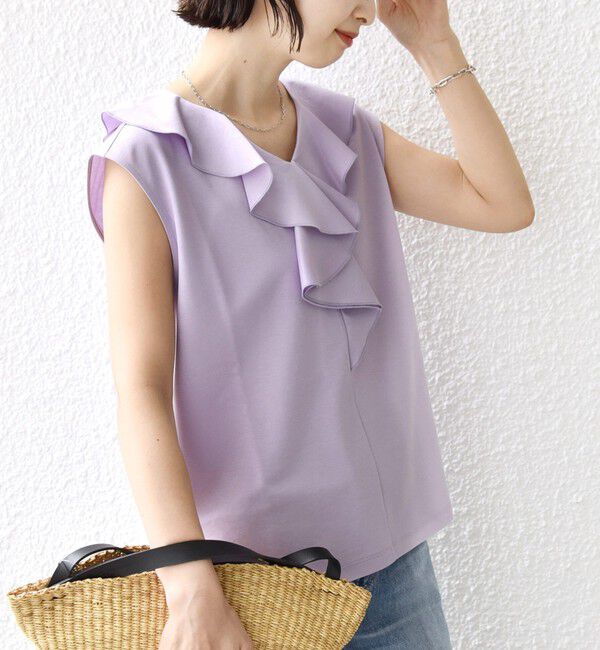 SHIPS for women「【WEB限定】〈接触冷感/吸水速乾/洗濯機可能〉ハイゲージ ポンチ フリル カットソー」|Tシャツ・カットソー|