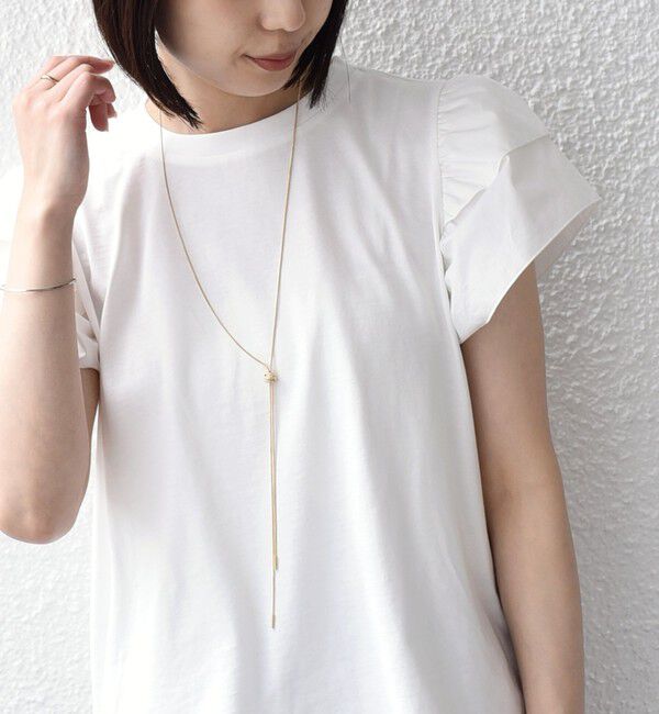 SHIPS Colors 「【WEB限定】SHIPS Colors:〈手洗い可能〉異素材 フリルスリーブ カットソー◇」|Tシャツ・カットソー|オフホワイト