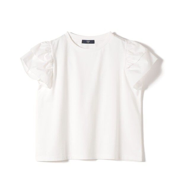 SHIPS Colors 「【WEB限定】SHIPS Colors:〈手洗い可能〉異素材 フリルスリーブ カットソー◇」|Tシャツ・カットソー|
