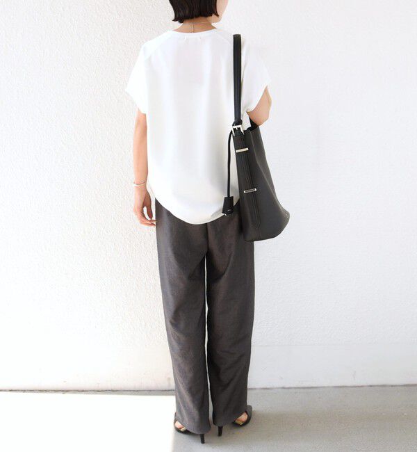SHIPS for women「〈接触冷感/UVカット/吸水速乾〉ジョーゼット サイド タック フォルム スリーブ プルオーバー」|Tシャツ・カットソー|