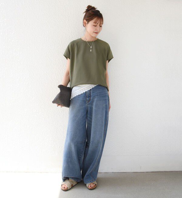 SHIPS for women「〈接触冷感/UVカット/吸水速乾〉ジョーゼット サイド タック フォルム スリーブ プルオーバー」|Tシャツ・カットソー|