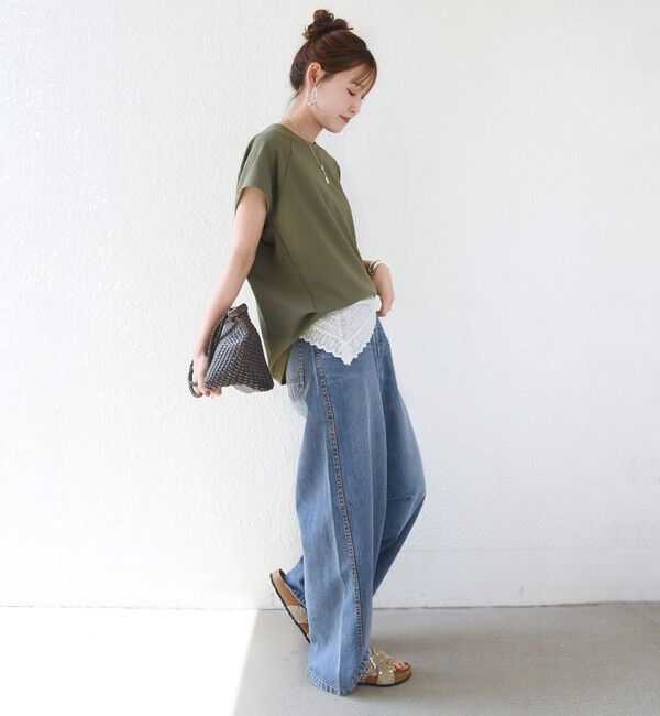 SHIPS for women「〈接触冷感/UVカット/吸水速乾〉ジョーゼット サイド タック フォルム スリーブ プルオーバー」|Tシャツ・カットソー|
