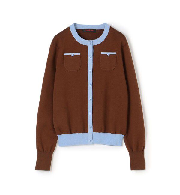CABaN「コットンカシミヤ バイカラークルーネックカーディガン」|カーディガン|48 ダークブラウン系
