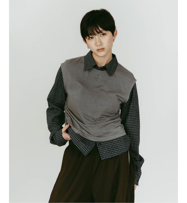 JOINT WORKS「Knuth Marf/クヌースマーフ 2-piece layered compact shirt」|シャツ・ブラウス|ネイビー