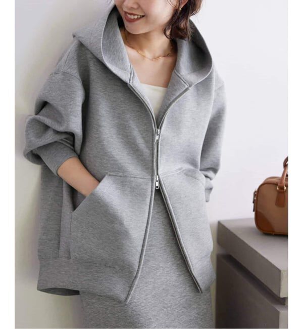 SLOBE IENA「《店舗・WEB限定カラー有り/シルバージップ/追加》ボリュームジップアップフーディー」|パーカー|グレーA