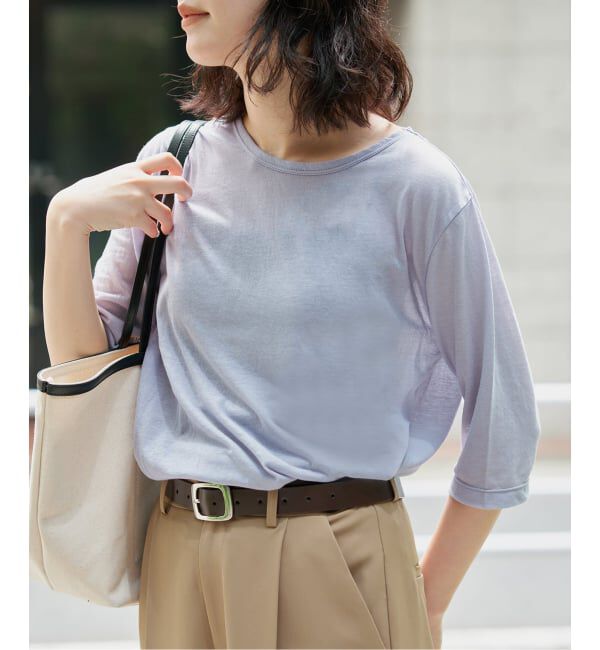 SLOBE IENA「《追加》シアー天竺5分袖Tシャツ」|Tシャツ・カットソー|サックスブルー