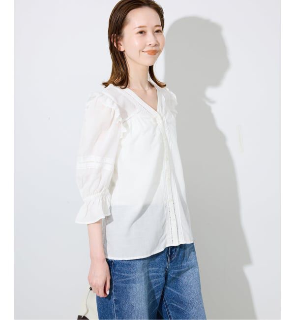SLOBE IENA「《WEB限定/追加2》コットンレーヨンレースブラウス」|シャツ・ブラウス|