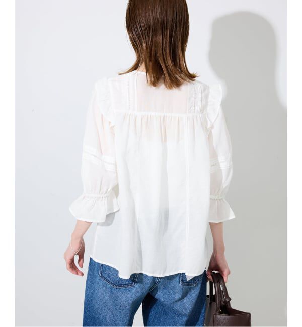 SLOBE IENA「《WEB限定/追加2》コットンレーヨンレースブラウス」|シャツ・ブラウス|