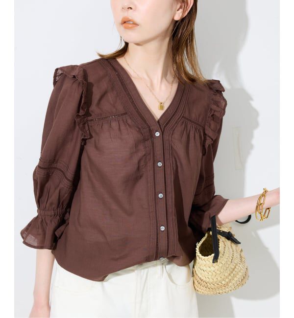 SLOBE IENA「《WEB限定/追加2》コットンレーヨンレースブラウス」|シャツ・ブラウス|