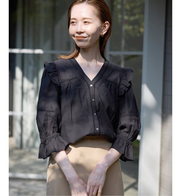 SLOBE IENA「《WEB限定/追加2》コットンレーヨンレースブラウス」|シャツ・ブラウス|