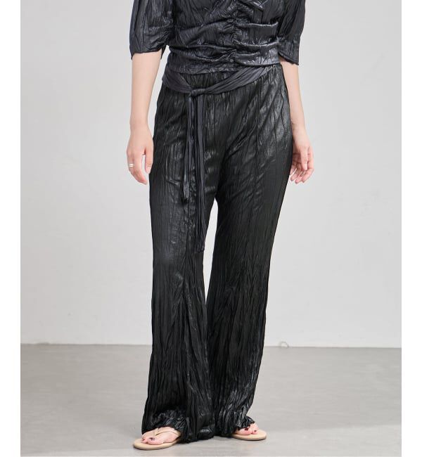 IENA「5-knot/ファイブノット CRICKLE FIN FLARE TROUSERS パンツ 5KIE-CRCL-0004」|その他|ブラック