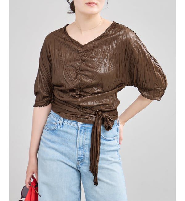IENA「5-knot/ファイブノット CRINKLE-FIN KNOT TOPS ブラウス 5KIE-CRCL-0003」|シャツ・ブラウス|ブラウン