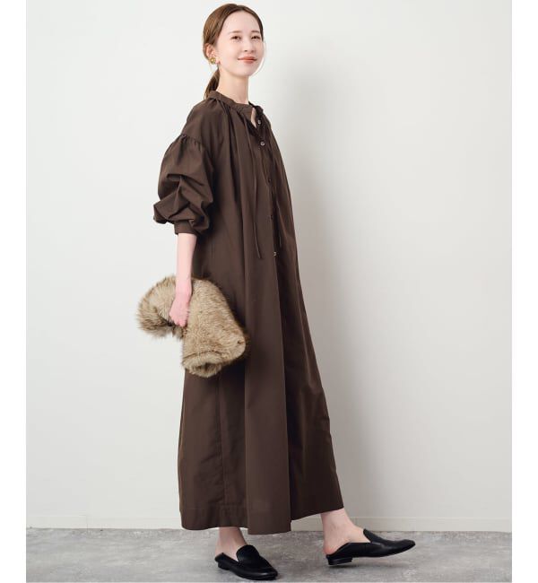 SLOBE IENA「《予約》ギャザーシャツワンピース」|ワンピース|