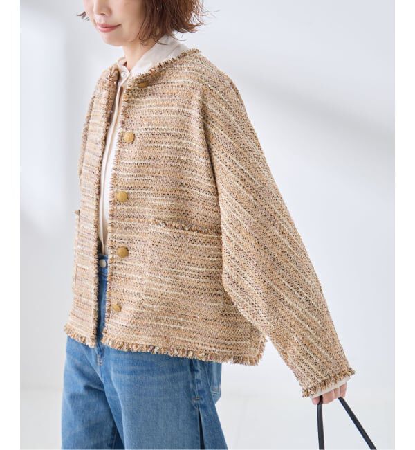 journal standard L'essage「《予約》GIOLICA TWEED ドルマンジャケット」|その他|ベージュ