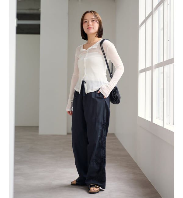 U by SPICK&SPAN「サイド刺繍パンツ」|スラックス|