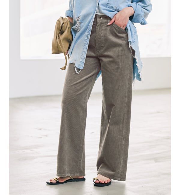 Spick and Span「《予約》ストレッチコーデュロイパンツ」|その他|カーキ