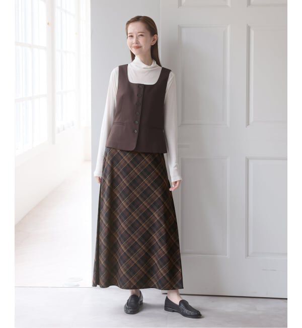 U by SPICK&SPAN「《予約》トロチェックセミフレアスカート」|スカート|