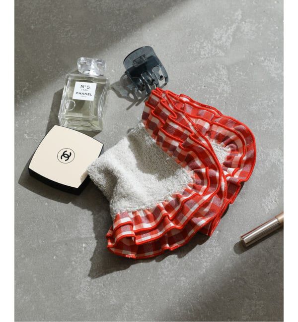  「【洗える】BORGO DELLE TOVAGLIE 別注ギンガムフリルタオル」|ハンカチ|レッド