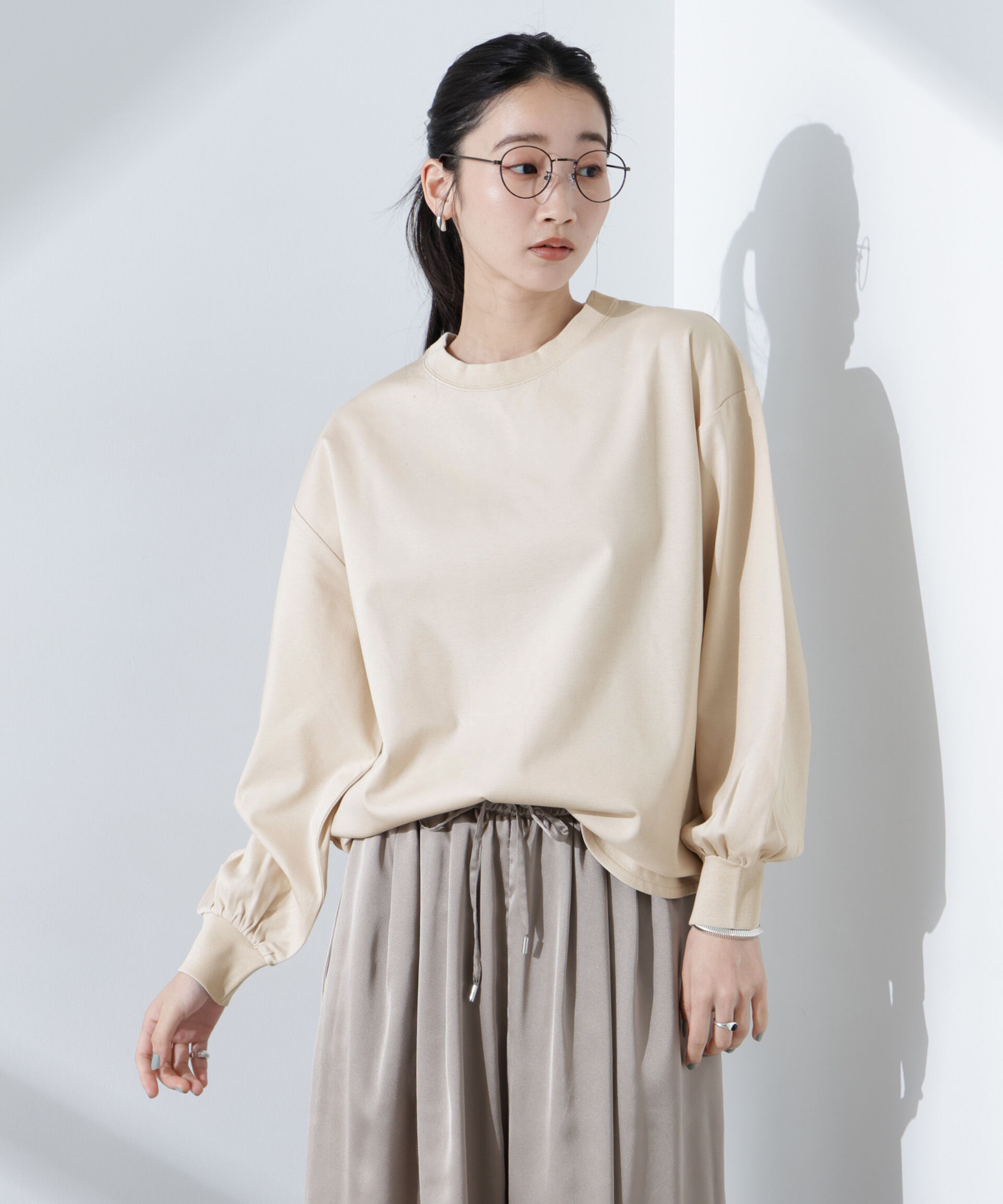 NANO universe「Anti SmellスムースシルケットロングスリーブTシャツ」|Tシャツ・カットソー|