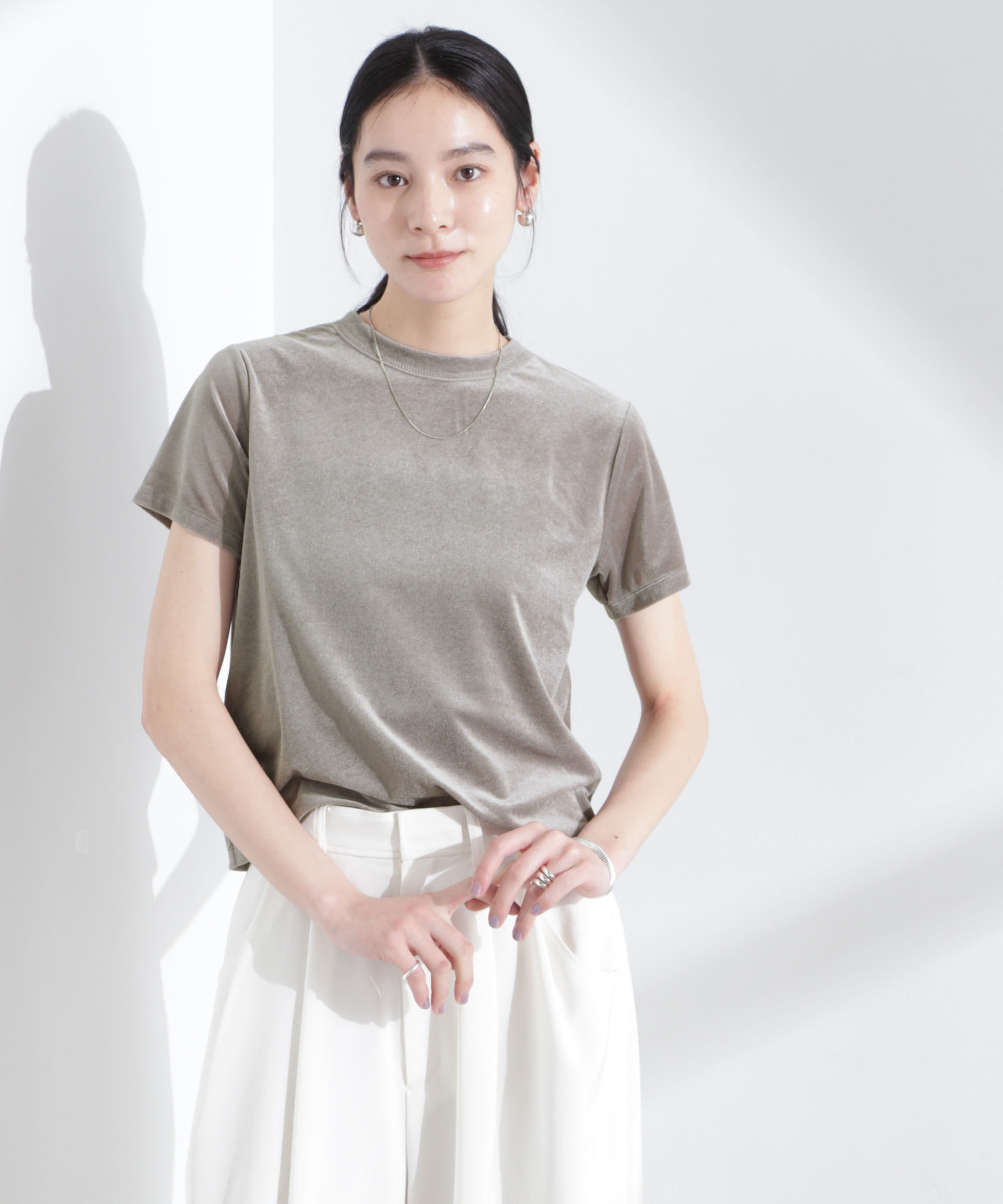 NANO universe「シアーベロアコンパクトTシャツ」|Tシャツ・カットソー|モカ3