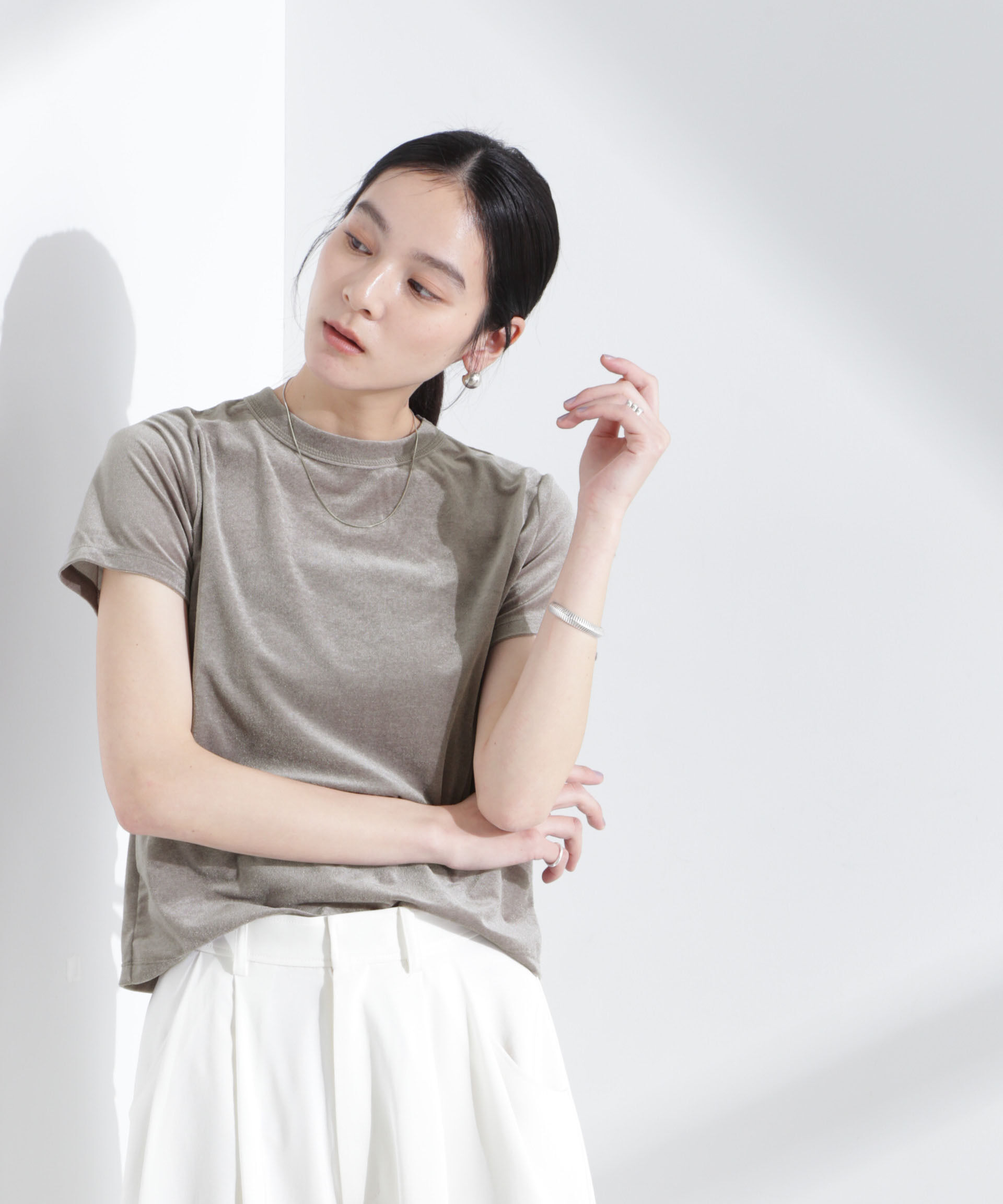 NANO universe「シアーベロアコンパクトTシャツ」|Tシャツ・カットソー|