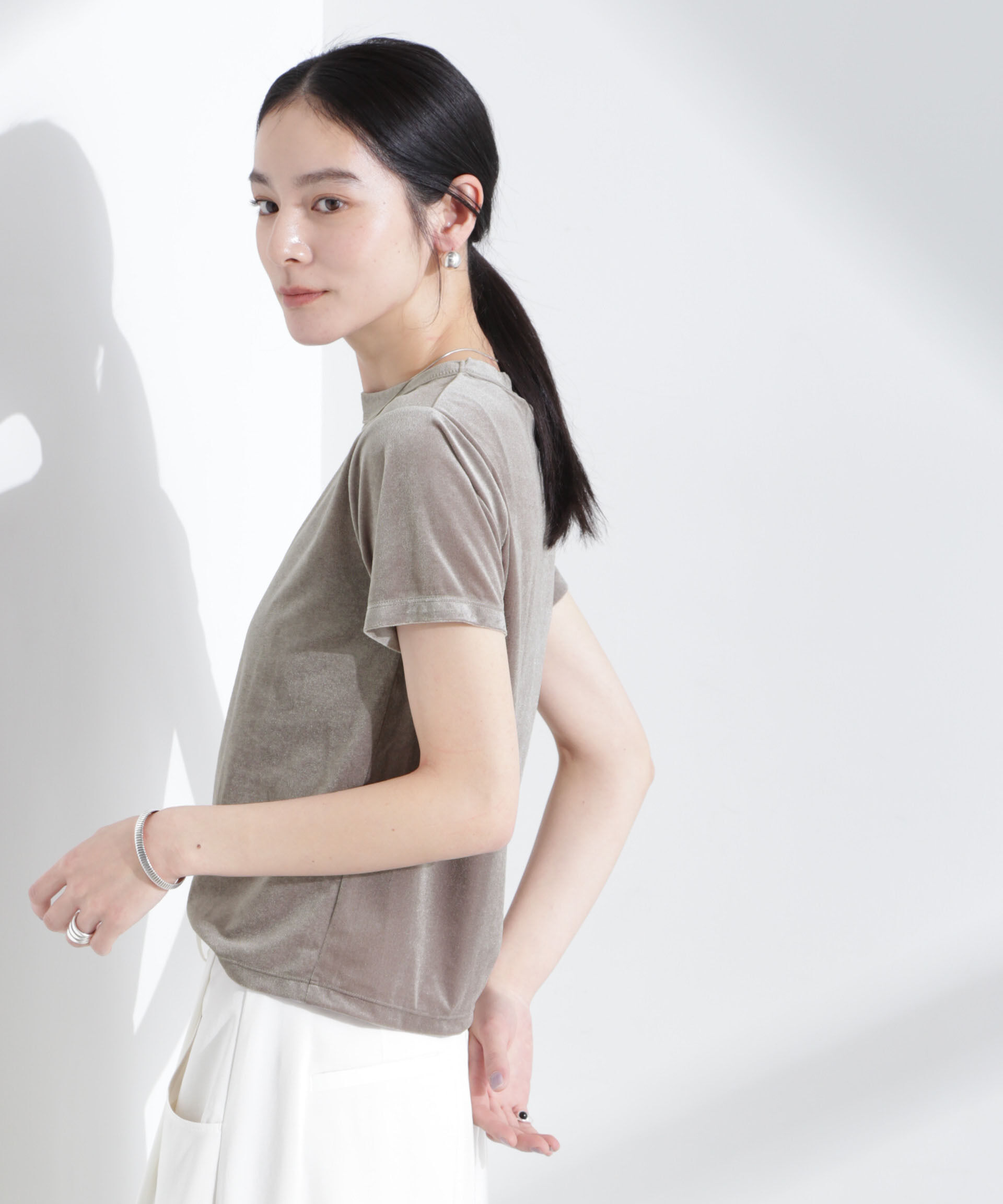 NANO universe「シアーベロアコンパクトTシャツ」|Tシャツ・カットソー|